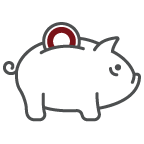 Simple Savings Icon - Piggy bank with coin in top